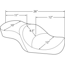 Low-Profile Touring Seat — Overall length 68.5 cm (27"), Driver width 32 cm (12-1/2"), Black