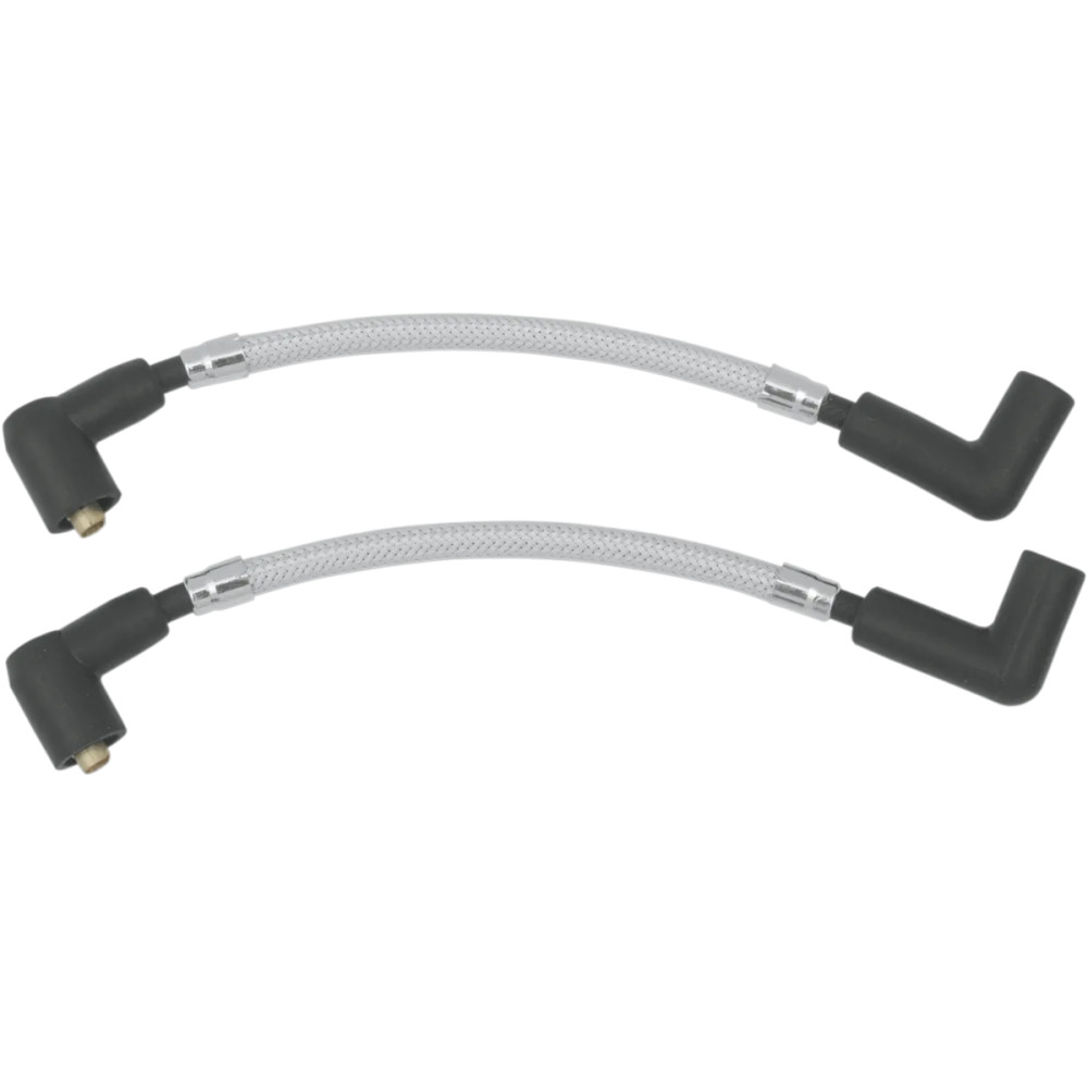 Braided Spark Plug Wire — 8 mm, 248 mm (9-3/4"), 90°, Chrome