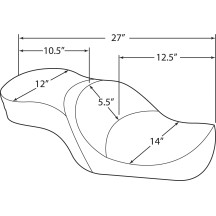 Asiento Touring Ancho de Perfil Bajo — 27" total, Touring compatible, 14" ancho delantero