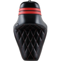 Stubs Spoiler Seat — 11" W, 13-1/4" L, black with red stripes