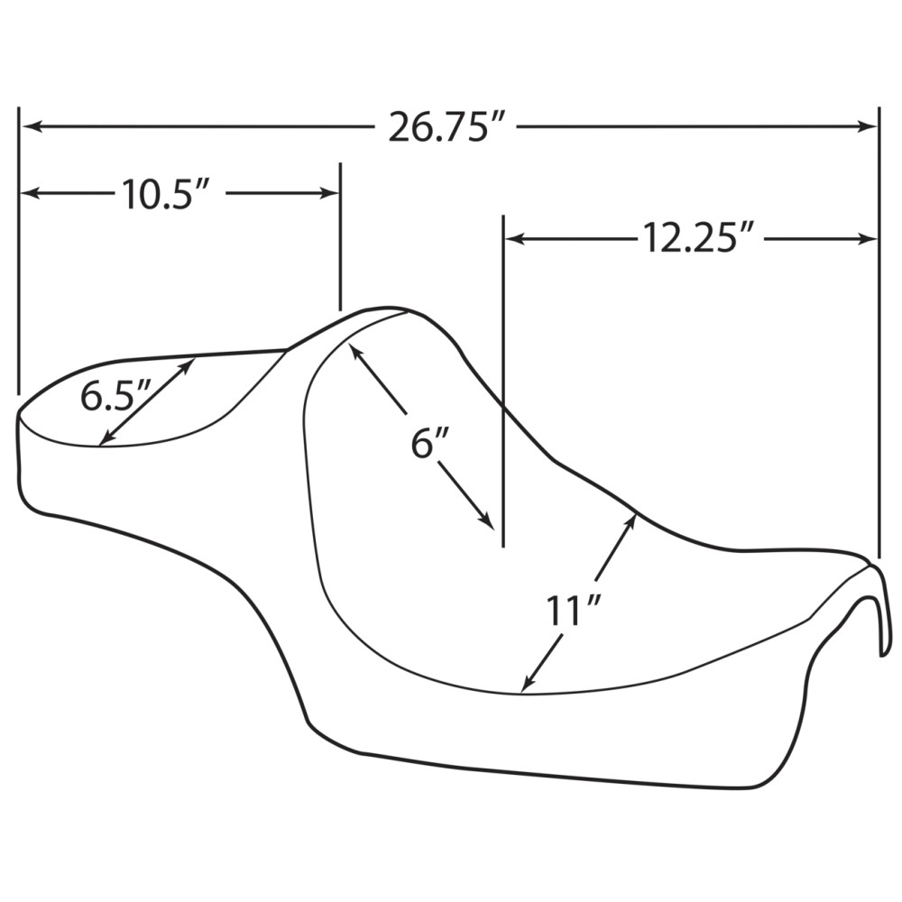 Predator III Seat — 68 cm overall, 28 cm driver width, fits Drag & most Harley‑Davidson sissy bars, Black