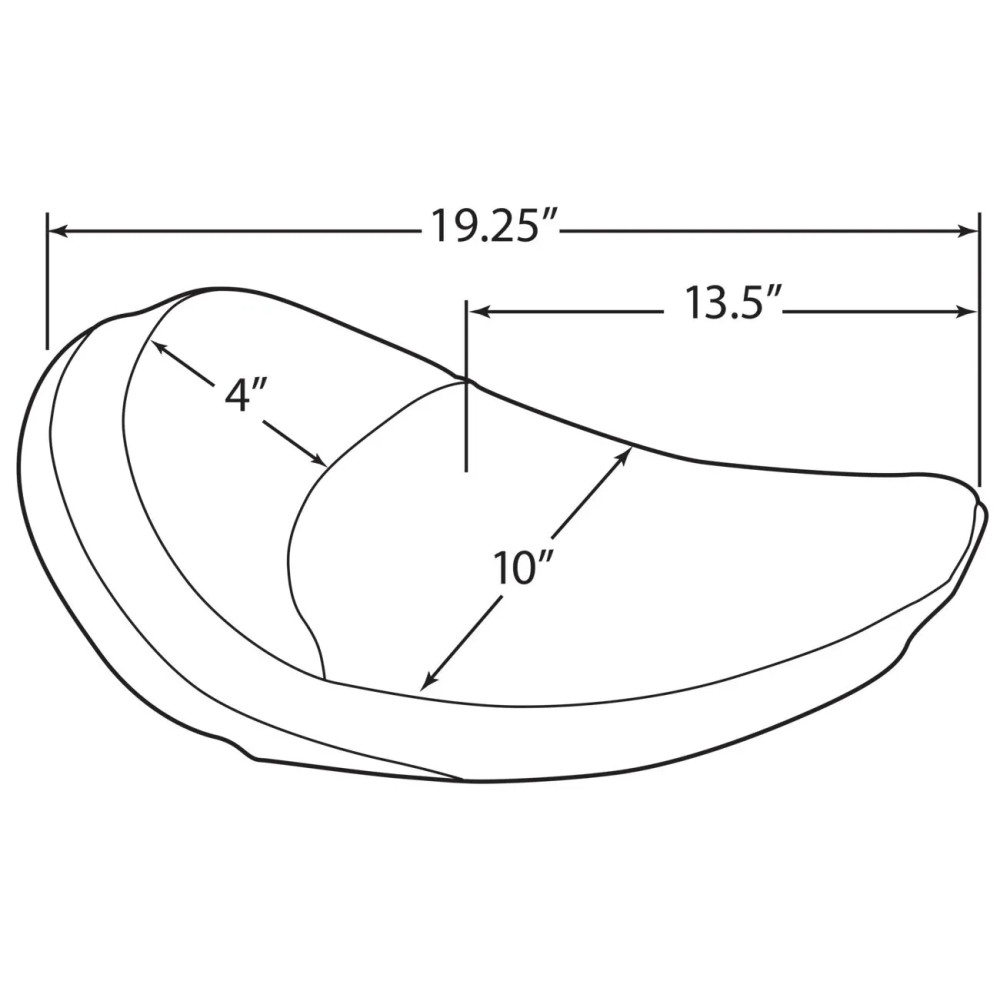 Wide Solo Seat — 21.5" overall, 17" driver length, 12" driver width, 2" thickness, Black