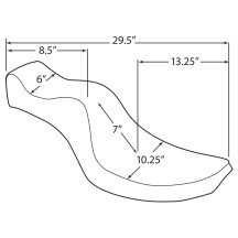 Asiento Mini King and Queen — 73,5 cm longitud total, 25,5 cm ancho del conductor, negro