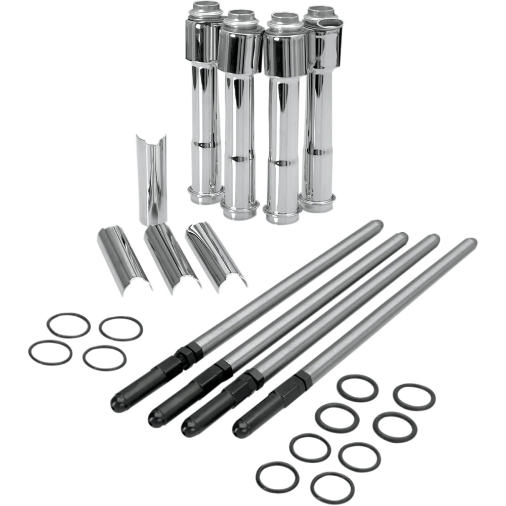 Adjustable Pushrod Cover Kit with Chrome Covers — Adjustable, set of 4