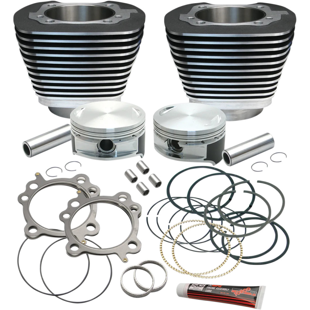 Replacement Cylinder & Piston for S&S 106" Stroker Kit — 3.875" bore, 4.5" stroke, Wrinkle Black