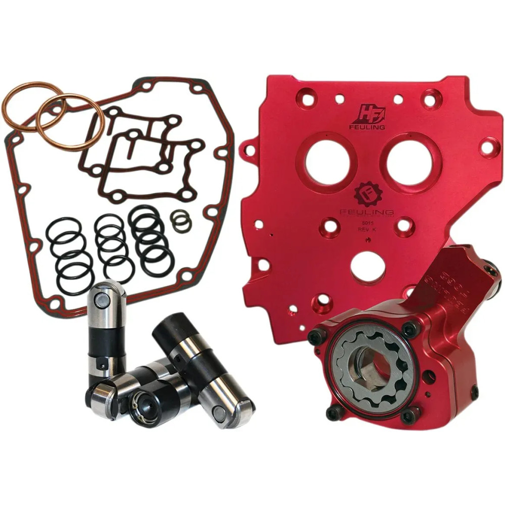 Race Series® Oil System Performance Pack — 7075 billet aluminum, red