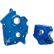 Oil Pump and Cam Support Plate Kit — Billet aluminum, blue anodized
