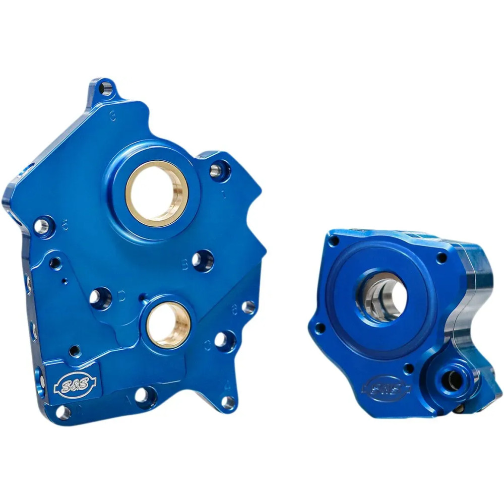 Oil Pump and Cam Support Plate Kit — Billet aluminum, blue anodized
