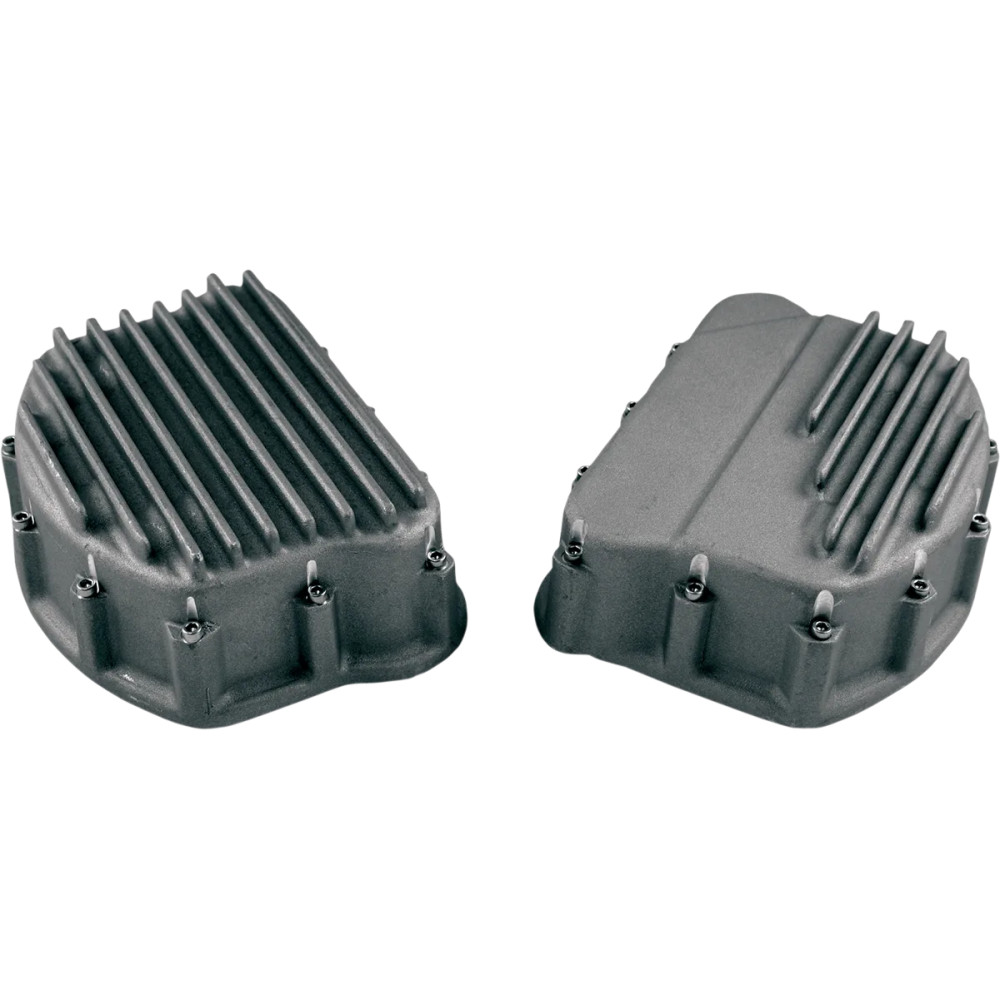 Finned Rocker Covers — Natural finish, pair