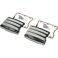 Rocker Box Covers — Platinum Cut, Black Polished Anodized, Scallop, Pair