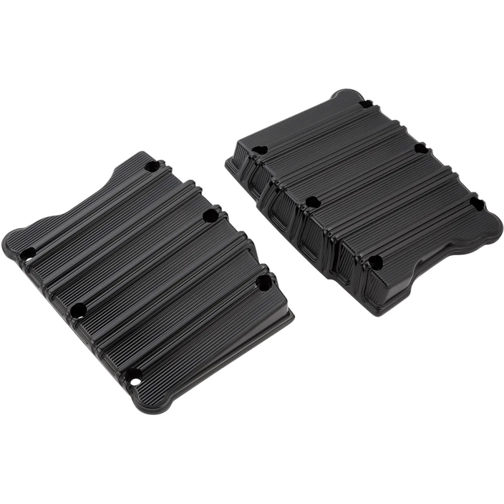 10 Gauge Rocker Box Top Covers — Black anodized, Pair