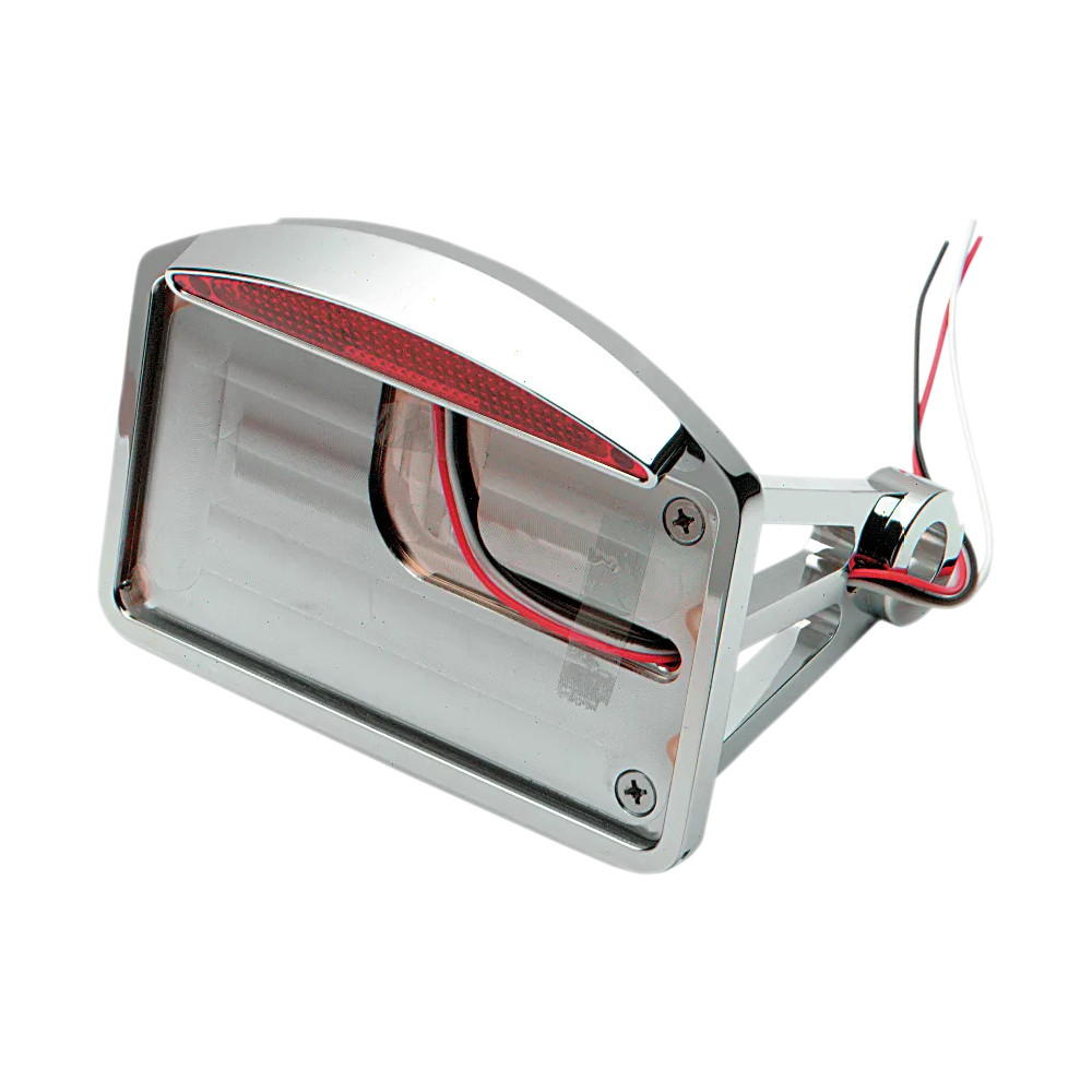 Side Mount Half-Moon LED Taillight and License Plate Mount — Axle mount, 13.5×18.5 cm, Chrome
