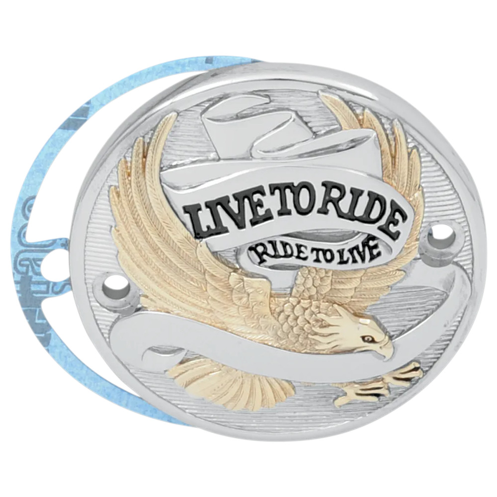Tapa de platinos Live To Ride — Negro, cromo, dorado