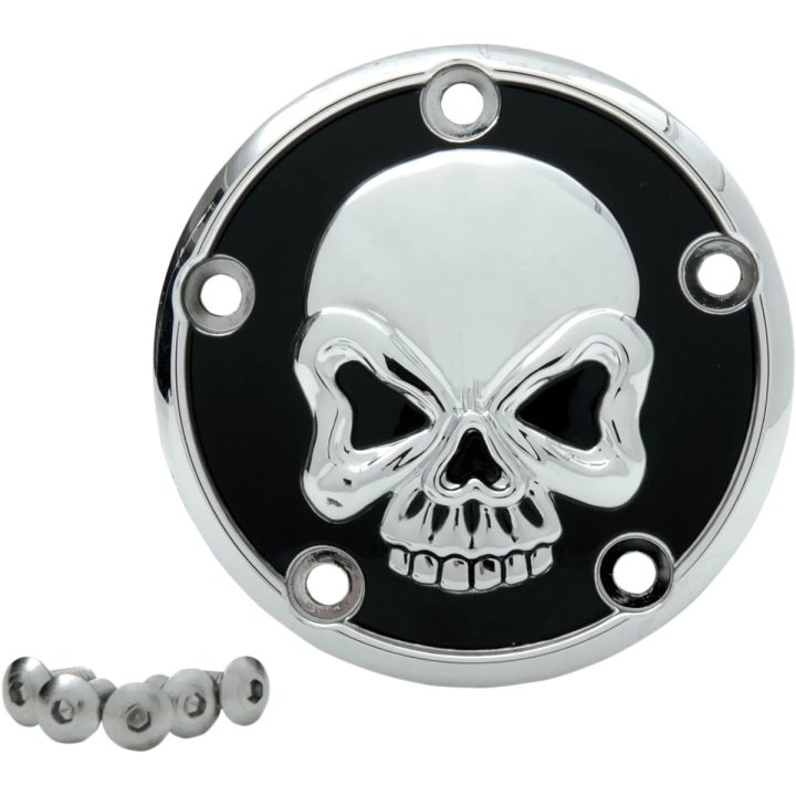 Tapa Skull Points — Cromo, Negro brillante
