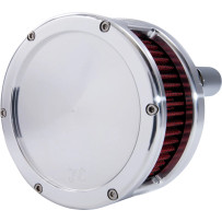 BA Series Air Cleaner Kit — Round, Raw finish, Red/Silver