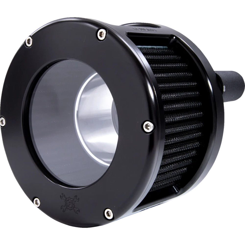 BA Race Series Air Cleaner Kit — 3.335" filter, Black anodized, Bolt-on for Harley-Davidson