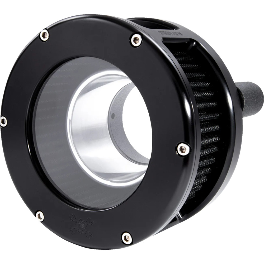 BA Series Air Cleaner Kit — Round, black anodized, billet aluminum