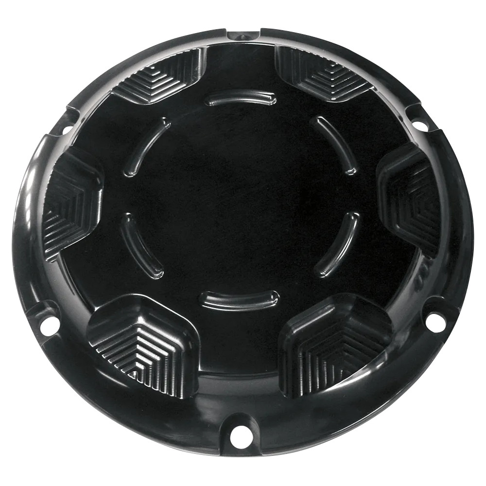Billet Derby Cover — Black anodized, Aluminum