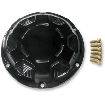 Billet Derby Cover — Black anodized, Aluminum