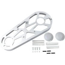 Cubierta primaria de correa — Cromado, encaja en BDL de correa abierta de 3", placa de motor 3-1/2" x 4"