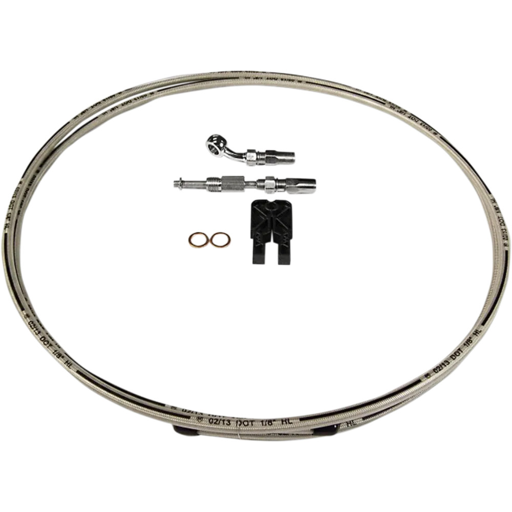 BYO® Build-Your-Own Hydraulic Clutch Line Kit — 213.5 cm (84"), 10 mm 35° banjo fitting, Chrome