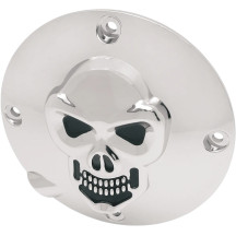 Chrome 3-D Skull Derby Cover — 4-hole mount, Black/Chrome finish