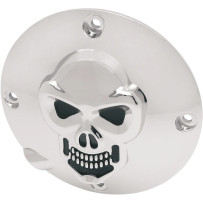 Chrome 3-D Skull Derby Cover — 4-hole mount, Black/Chrome finish