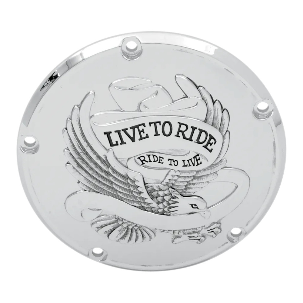 Live To Ride Derby Cover — Silver, 5-hole
