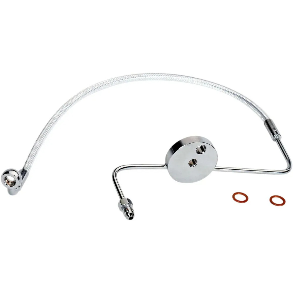 Designer Series Front Lower Brake Line Kit — without ABS, Single disc, Chrome