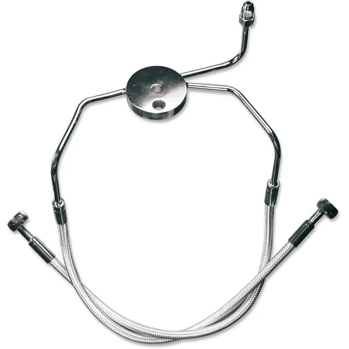 Kit de latiguillos delanteros trenzados Designer Series sin ABS — 63,5 cm (25"), banjo de 10 mm 90°, cromado Sterling Chromite II