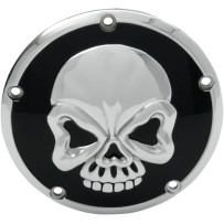 Skull Derby Cover — 5-hole, black, chrome, gloss