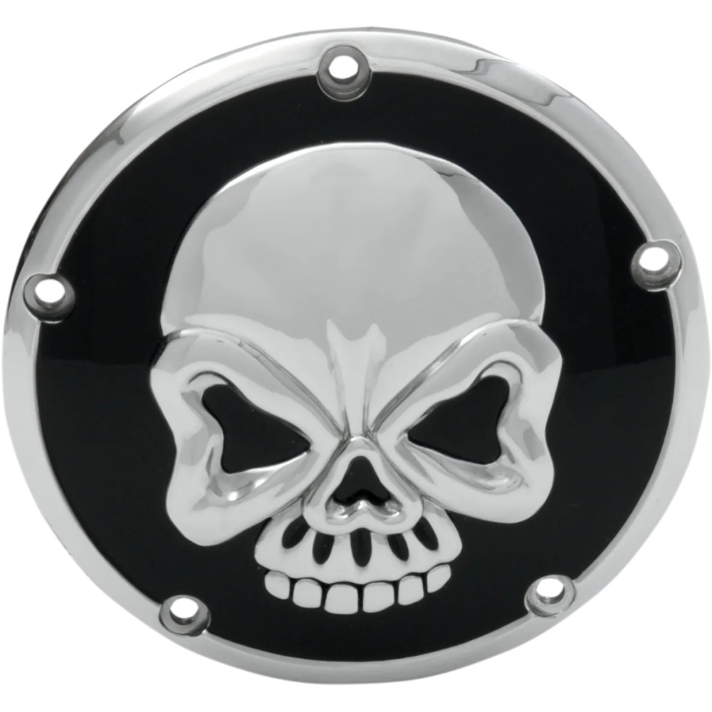 Skull Derby Cover — 5-hole, black, chrome, gloss