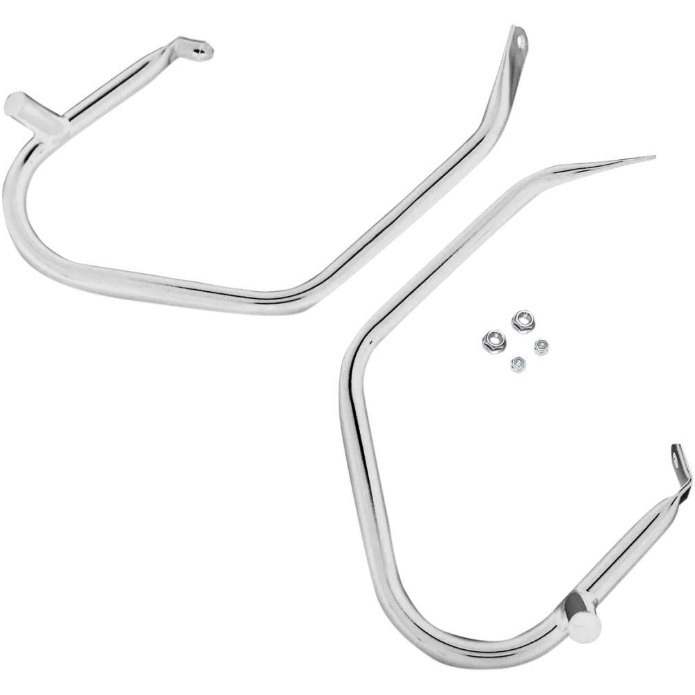 Low-Profile Saddlebag Guards — 7/8" tubing, left/right mount, Chrome