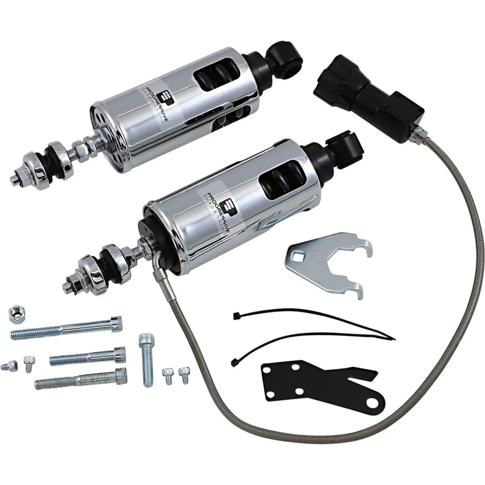 422 Series Shocks with Remote Adjustable Preload — Rear, Heavy Duty, Chrome, 19.90 kg/mm (1117 lb/in)
