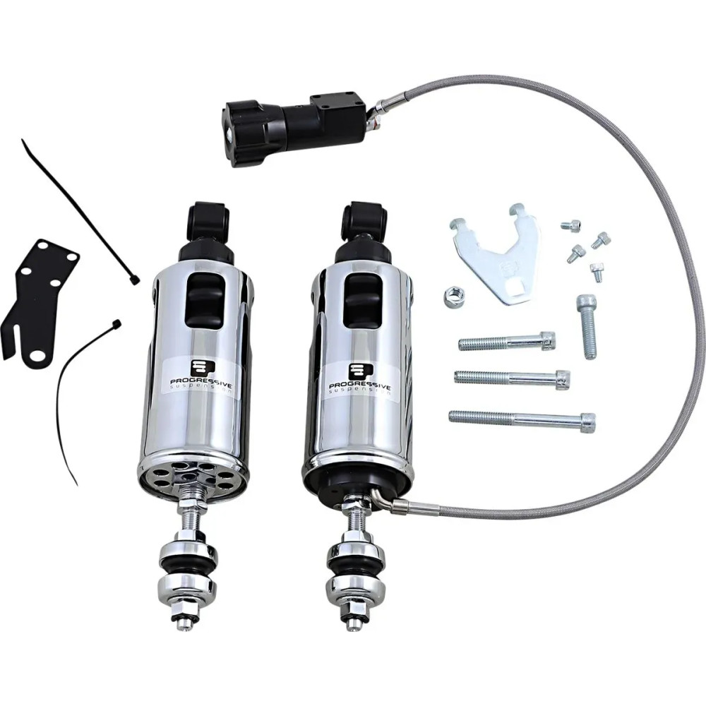 Amortiguadores Serie 422 con ajuste remoto de precarga — 17 kg/mm (950 lb/in), trasero, cromo, par