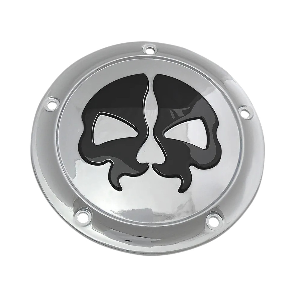 Split Skull Derby Cover — Chrome, 5-hole mounting