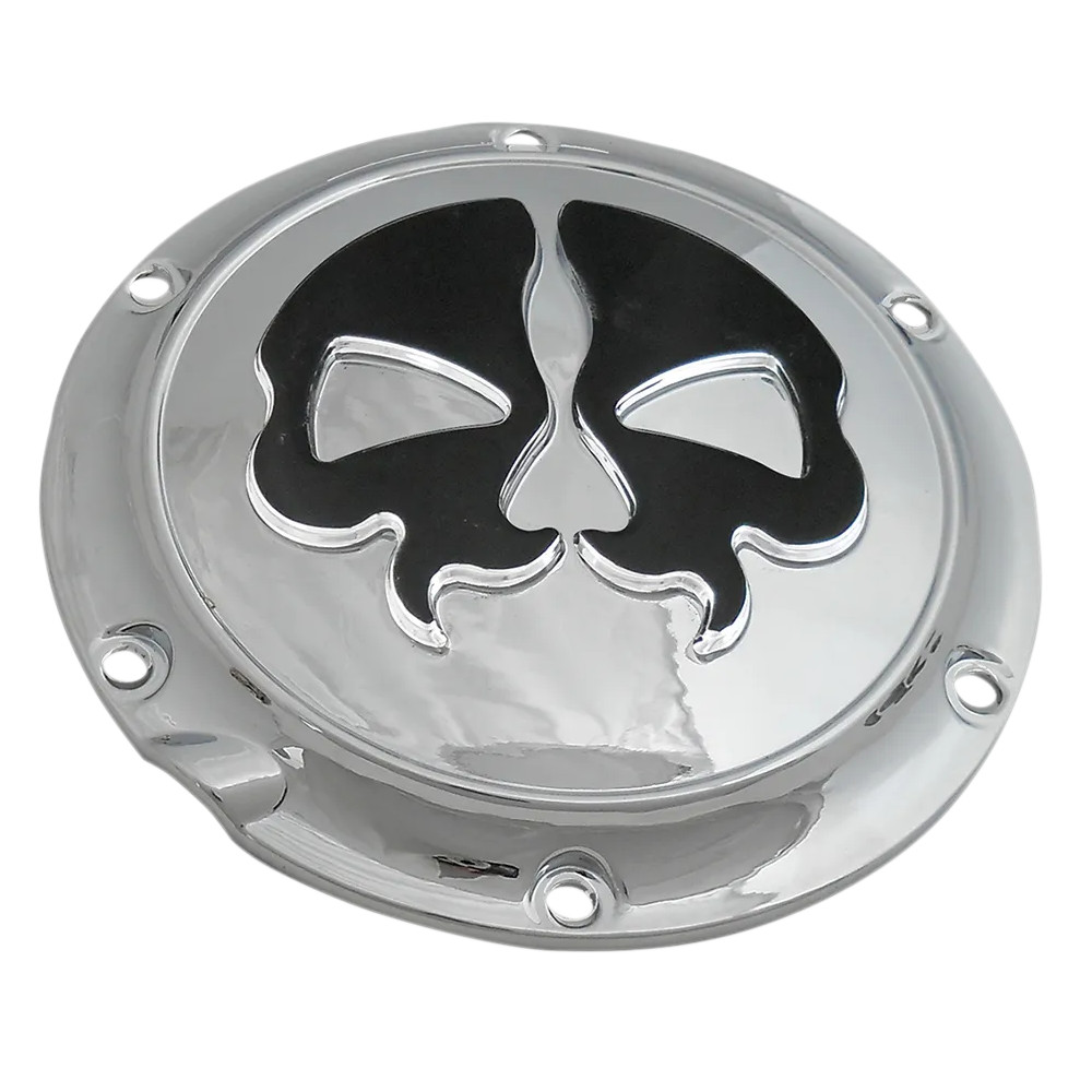 Tapa de Derby Split Skull — 5 orificios, Cromo