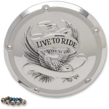 Live To Ride Derby Cover — 5-hole, Chrome