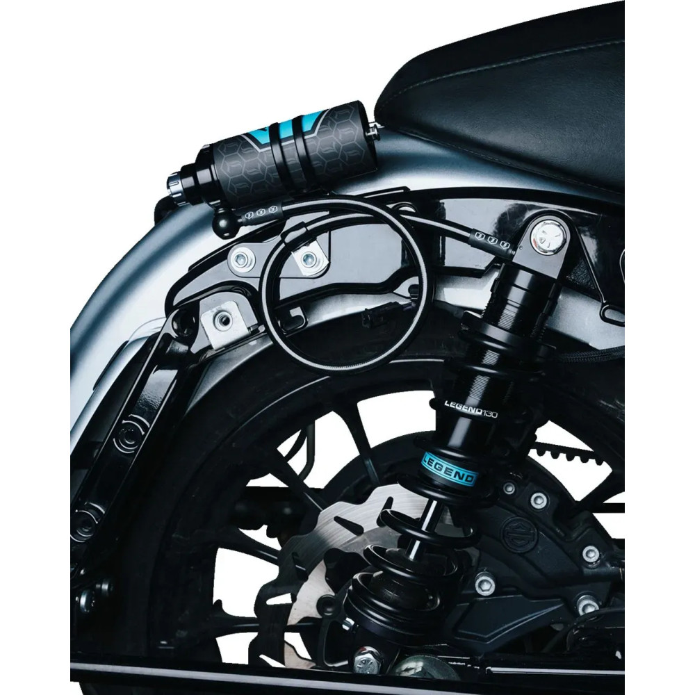 REVO ARC Soporte Externo de Depósito Remoto — para modelos FL Touring '14–'24, negro, acabado en polvo