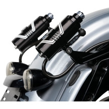 REVO ARC Billet Remote Reservoir External Mounts — Black anodized, fits '14+ FL Touring