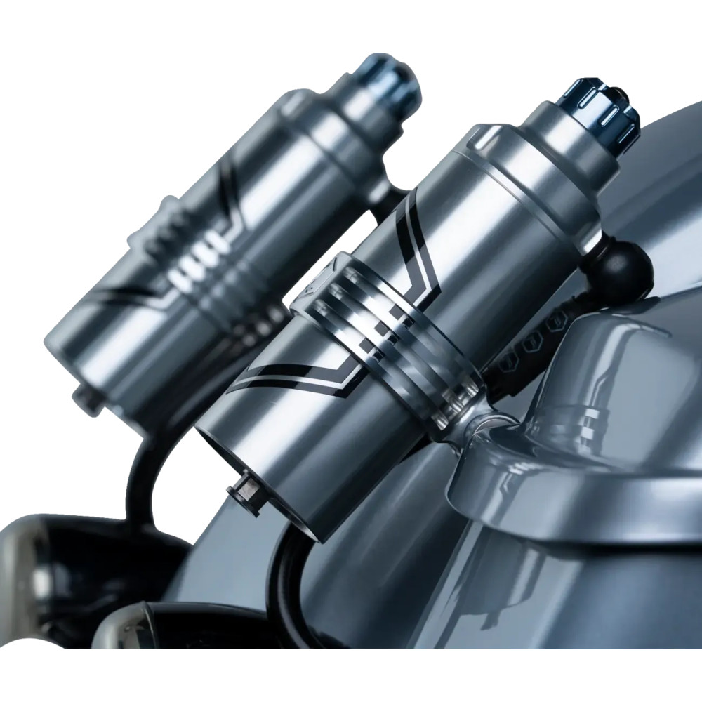 REVO ARC Billet Remote Reservoir External Mounts — fits '14+ FL Touring, anodized finish