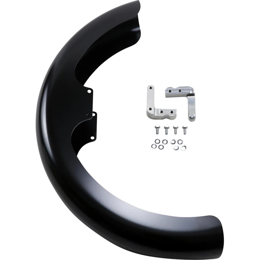 Hugger Series Front Fender with Mounting Blocks for Softail/Dyna — 19" wheel, 41-7/8" contour length, Black