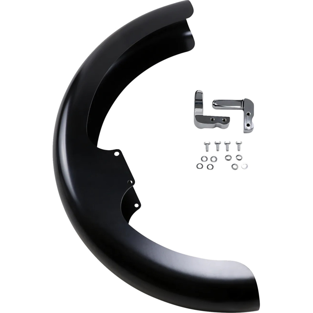 Hugger Series Front Fender with Mounting Blocks for Softail/Dyna — 19", front mount, Black