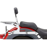 Detachable Backrest Kit — 14" (356 mm), bike-specific, 6" × 5" × 2" pad, Chrome