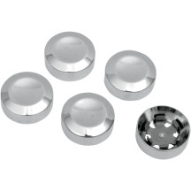 Rear Pulley Bolt Covers — 5 Pack, Chrome