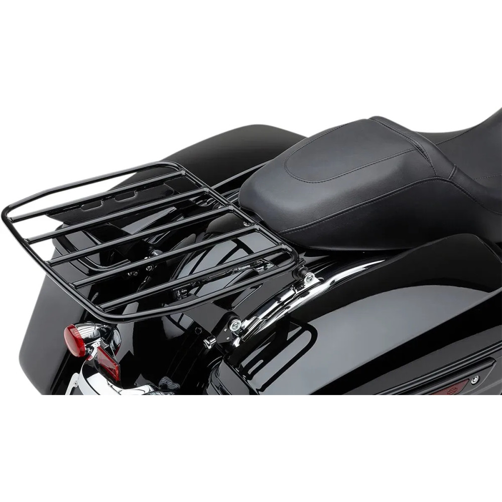 Big Ass® Detachable Luggage Rack — 14" L x 17.5" W, Black, Fits Cobra or Harley‑Davidson four-point docking kits