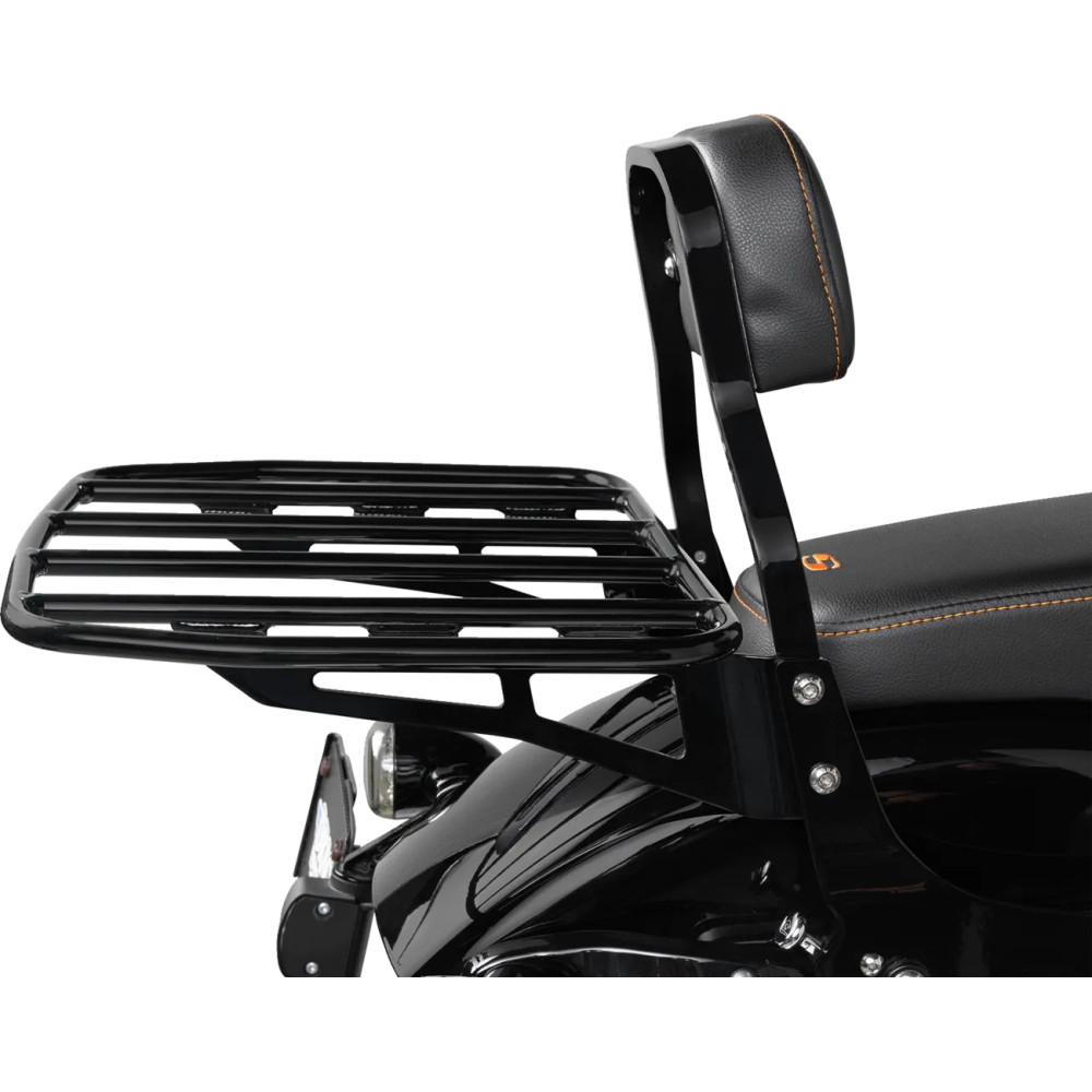 Luggage Rack — 5 in wider, 2.5 in longer, bolt-on, Black