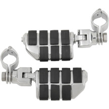 ISO Foot Pegs — 32 mm (1-1/4") clamp, Dually, Chrome/Polished/Black