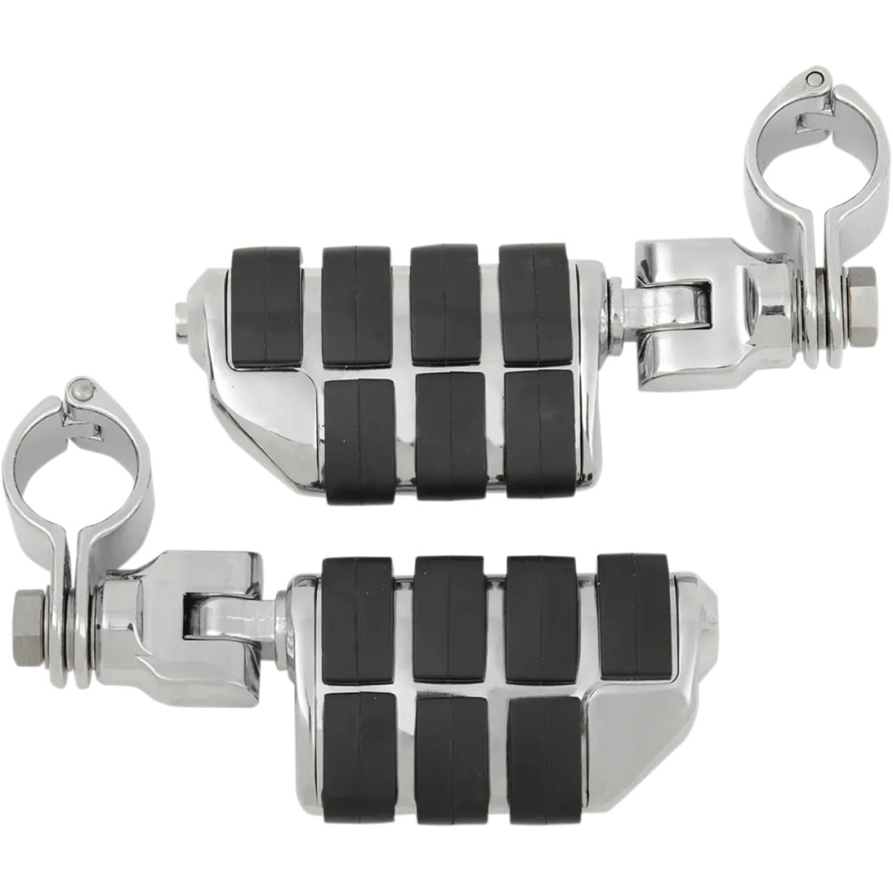 ISO Foot Pegs — 32 mm (1-1/4") clamp, Dually, Chrome/Polished/Black