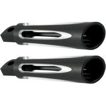 Deep Cut Foot Pegs — 1" longer, Black anodized, male mount